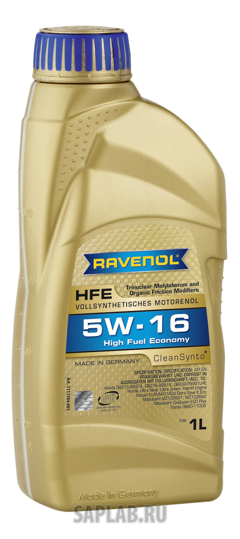 Купить RAVENOL 4014835812284 Моторное масло Ravenol High Fuel Economy HFE SAE 5W-16 1л